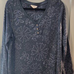 Blue Floral Fall/Winter Long Sleeve Shirt